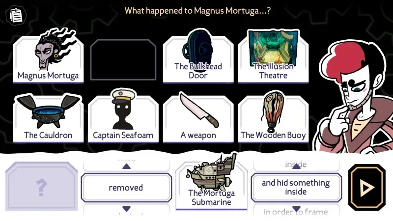 Eccentric submarine suspects and evidence-filled rooms in The Mermaid Mask
