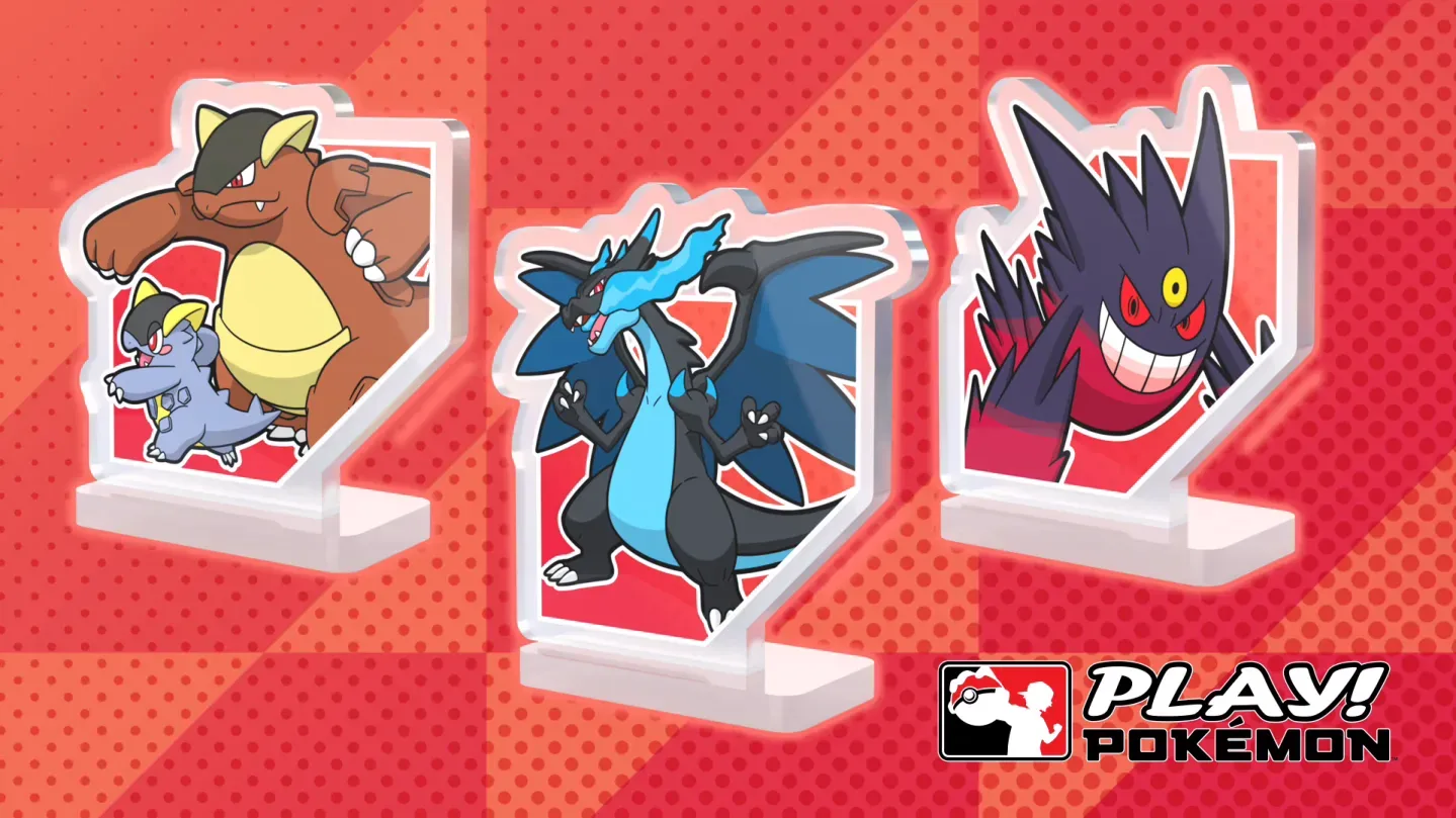 Mega Charizard X, Mega Gengar and Mega Kangaskhan Pokémon League acrylic standees