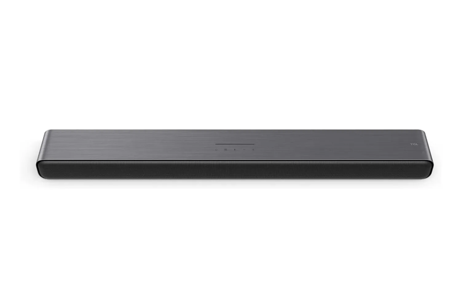 TCL S45H 2.0 soundbar positioned beneath a television in a gaming setup