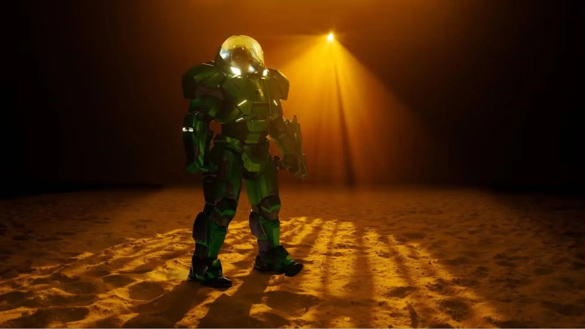 David Corenswet as Superman facing Nicholas Hoult as Lex Luthor in a green warsuit