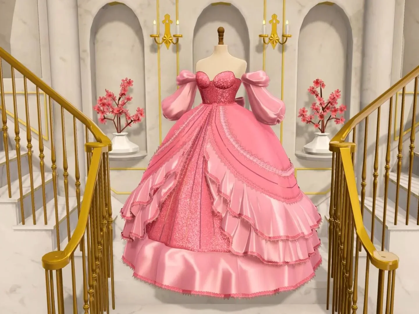 Dressmaker interface with trims and decorative pins selected