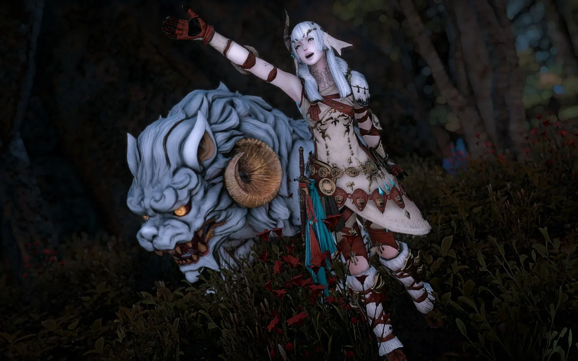 Final Fantasy 14 Beastmaster character exploring an A Realm Reborn forest zone