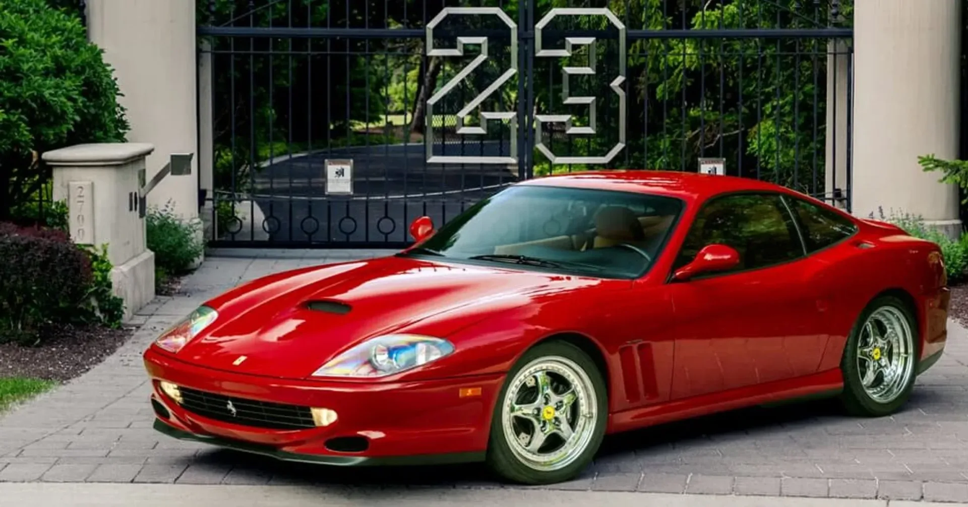 Michael Jordan’s Rosso Barchetta 1997 Ferrari 550 Maranello with chrome Speedline wheels