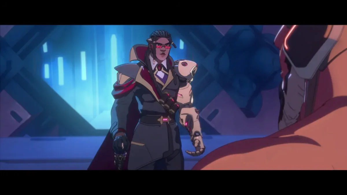 Doctrine, Overwatch's vampire-inspired support hero, holding a healing scepter