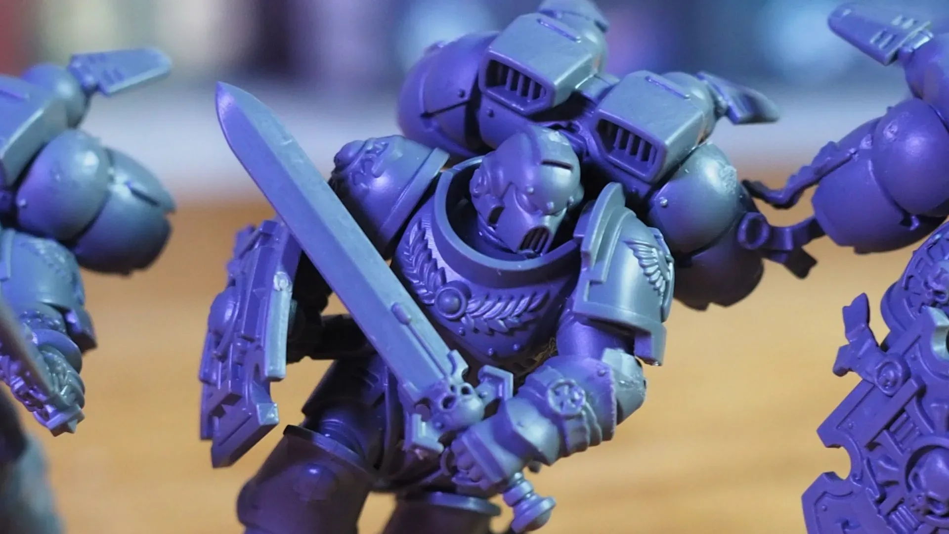 Kaius Konorious Space Marine character miniature with melee weapons