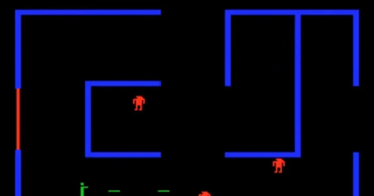Evil Otto pursuing a player through a Berzerk-style arcade maze