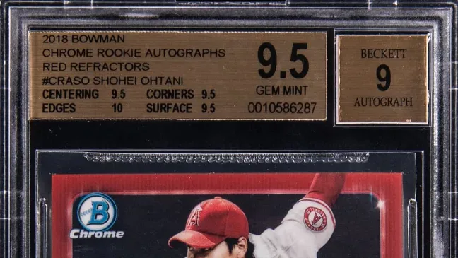 Shohei Ohtani 2018 Bowman Chrome Red Refractor Rookie Auto numbered to five