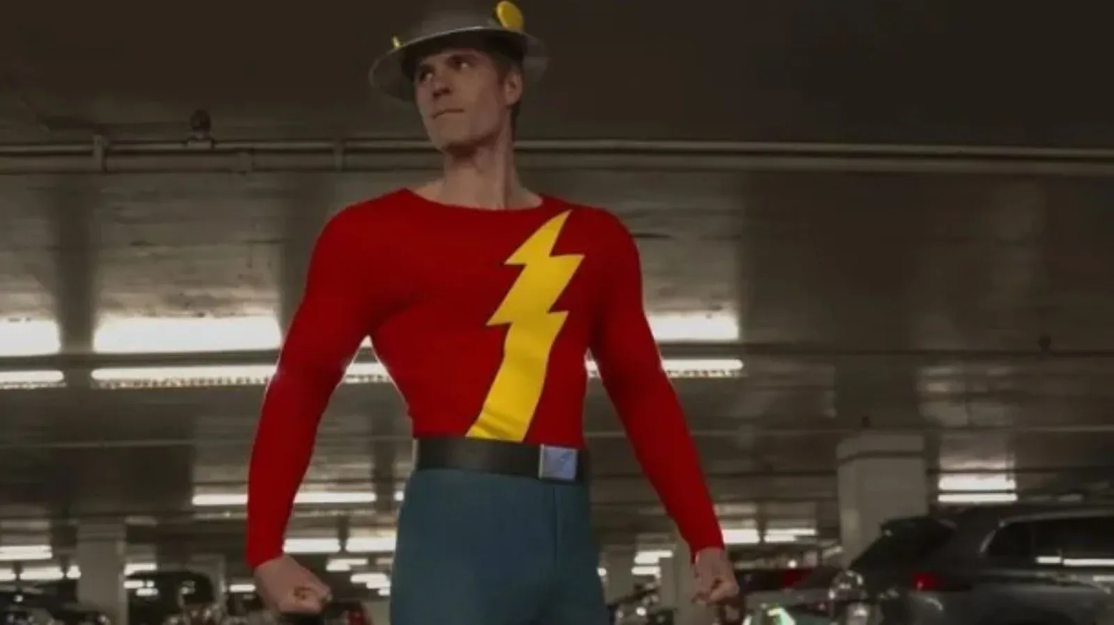 Jay Garrick as the Flash in the DC crossover episode of Stuart Fails to Save the Universe