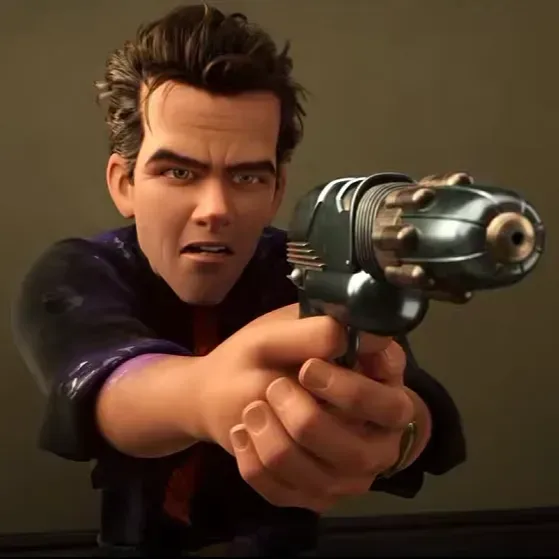 Sam Rockwell as private eye Raymond Gunn in Brad Bird’s animated film Ray Gunn