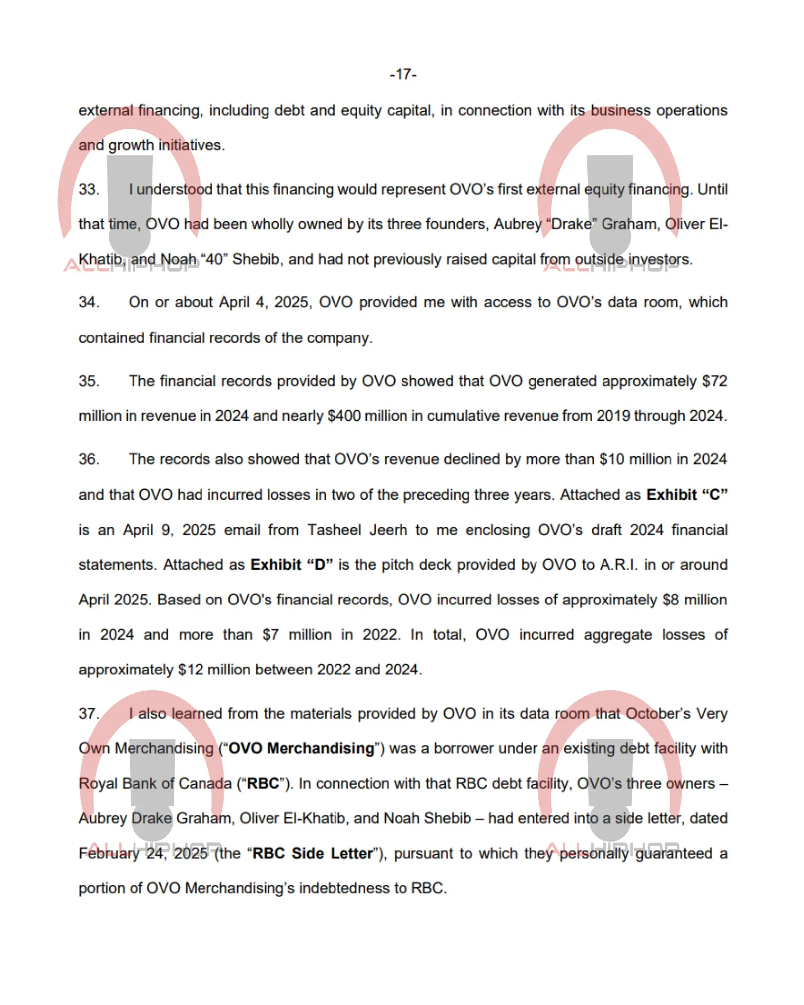 Legal and financial documents illustrating a dispute over convertible-note obligations