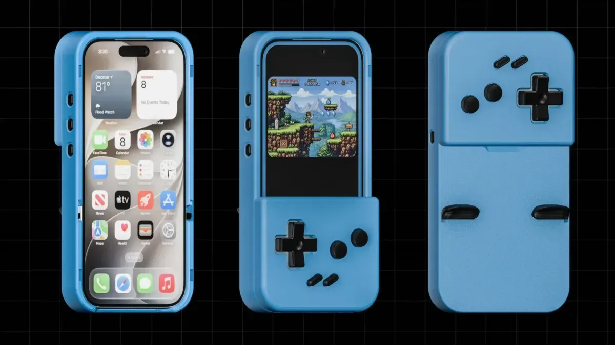 PlayCase case with detachable controller faceplate stored over the rear camera area