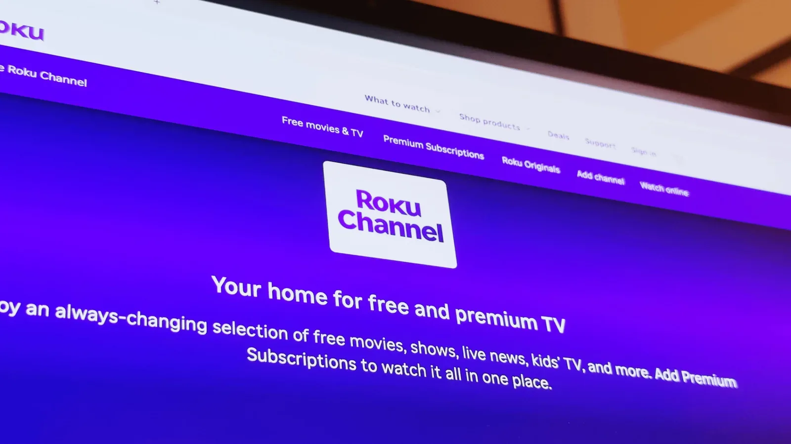 A Roku streaming television interface displaying a free live channel guide