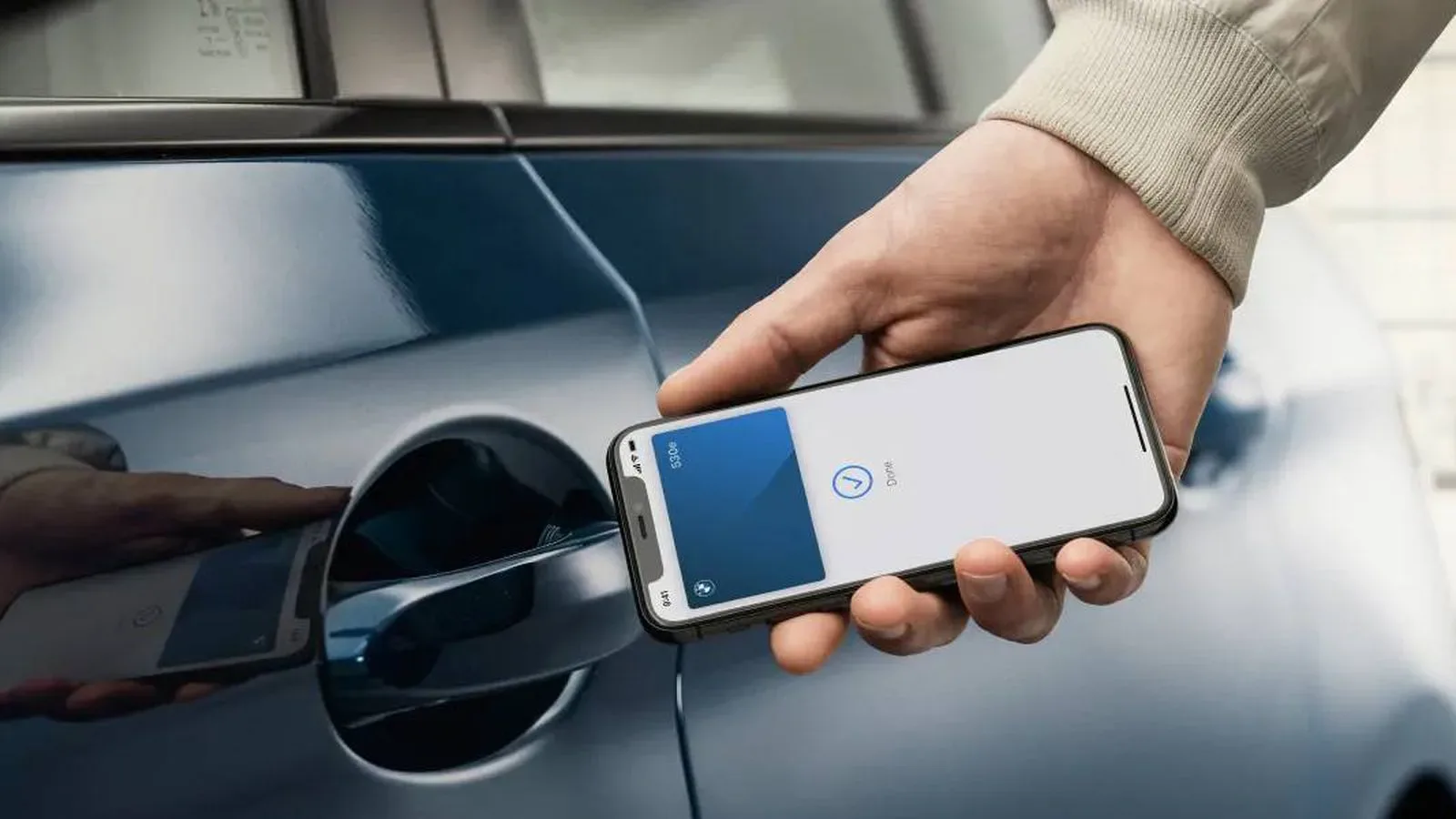 An Apple Watch used as a digital key near a compatible car door