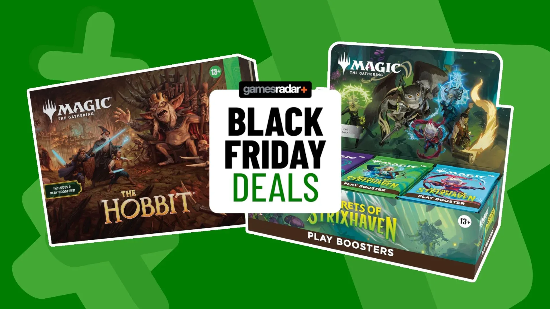 Magic: The Gathering sealed products and accessories arranged for Black Friday shopping