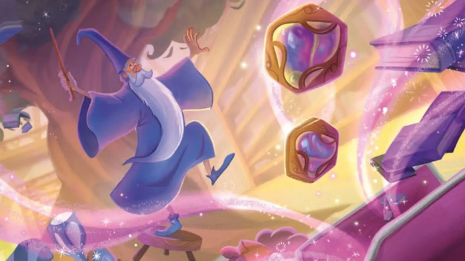 Disney Lorcana Hyperia City artwork featuring the expansion’s city-meets-magic setting