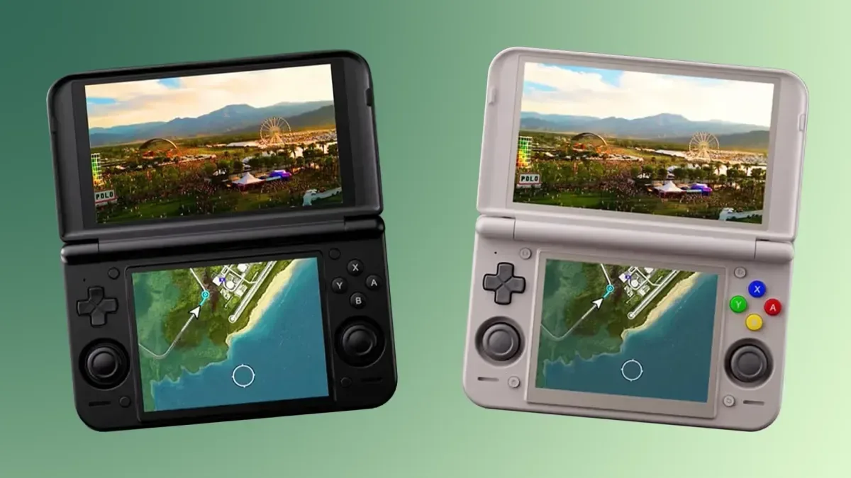 Retroid Pocket Duo and Pocket Duo Lite dual-screen handhelds shown in their available designs