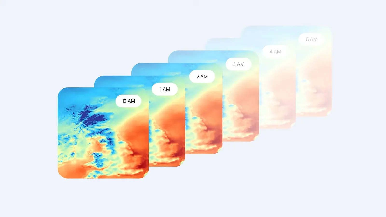 WeatherNext 3 weather forecast visualization showing high-resolution cloud and precipitation data