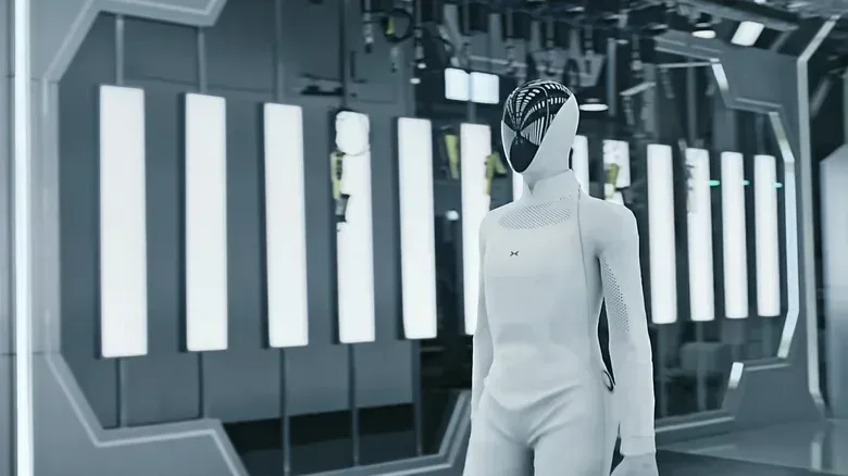 Close view of XPENG Iron humanoid robot designed for store and campus duties