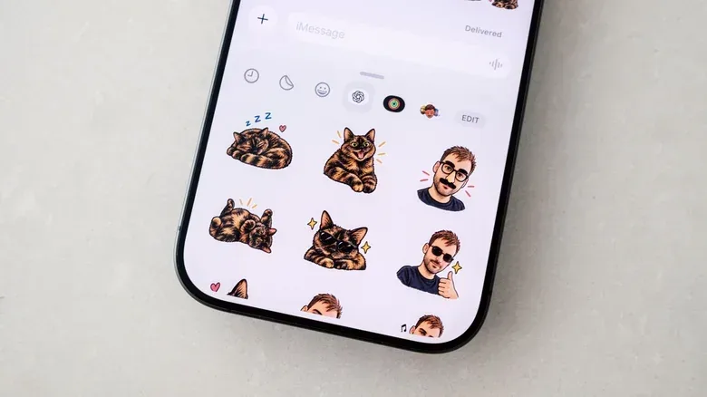 A generated nine-sticker set ready to add to iMessage or WhatsApp