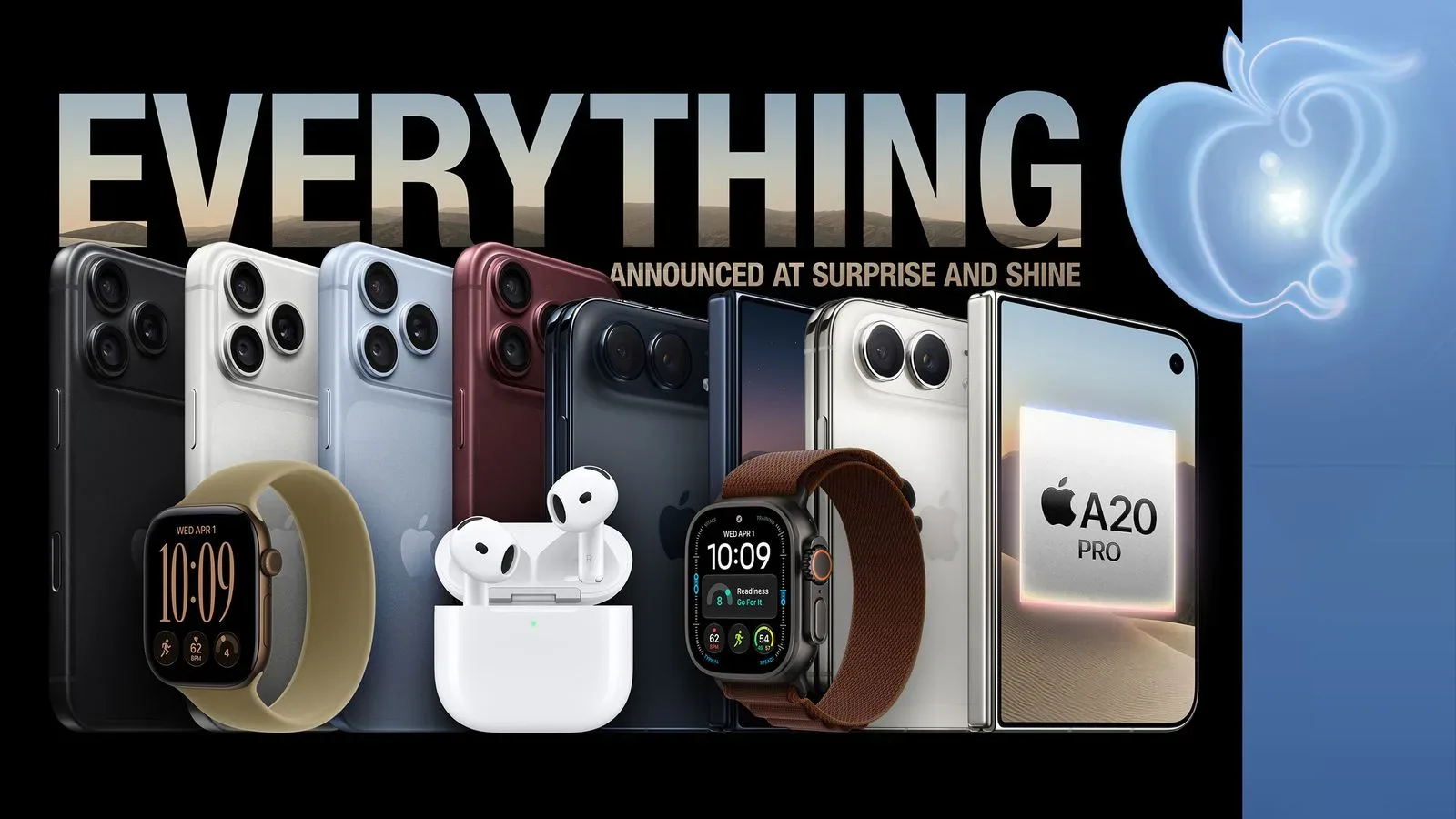 Apple iPhone Duo shown unfolded beside iPhone 18 Pro models