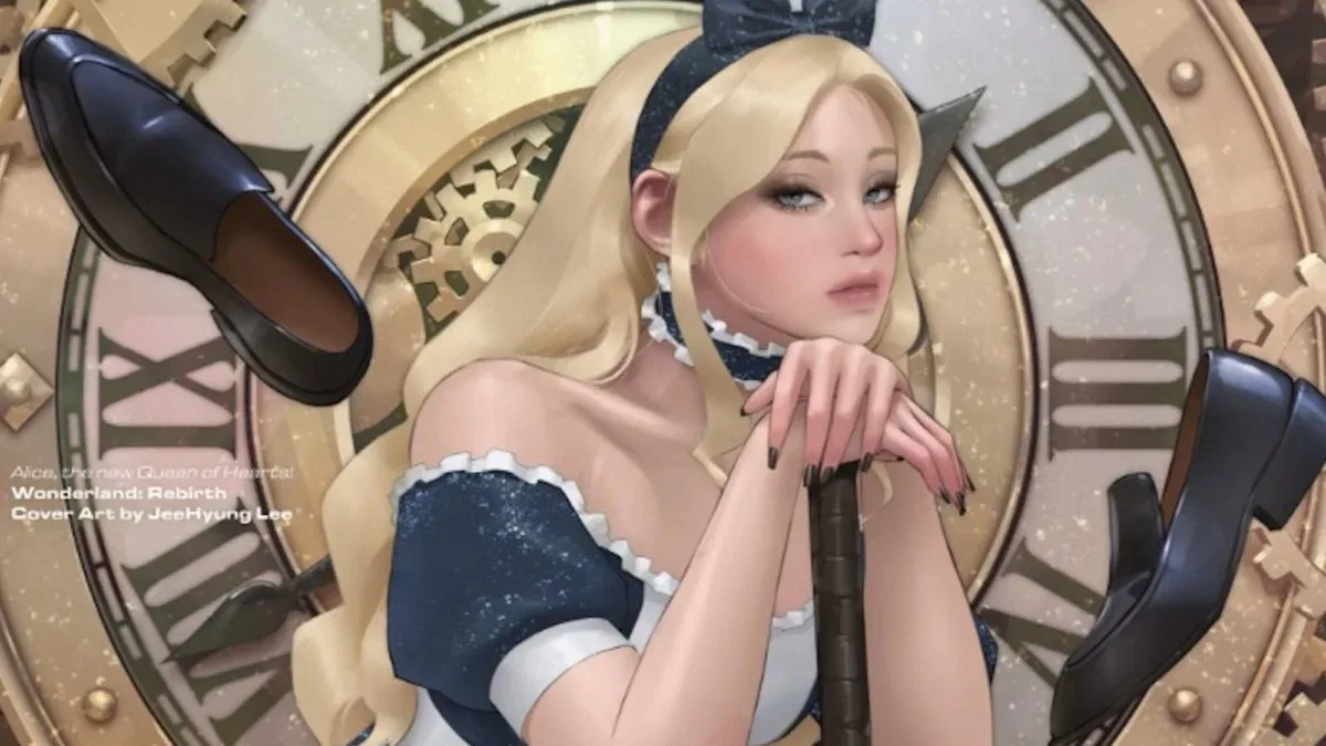 Alice as the Queen of Hearts in Wonderland Rebirth cover art