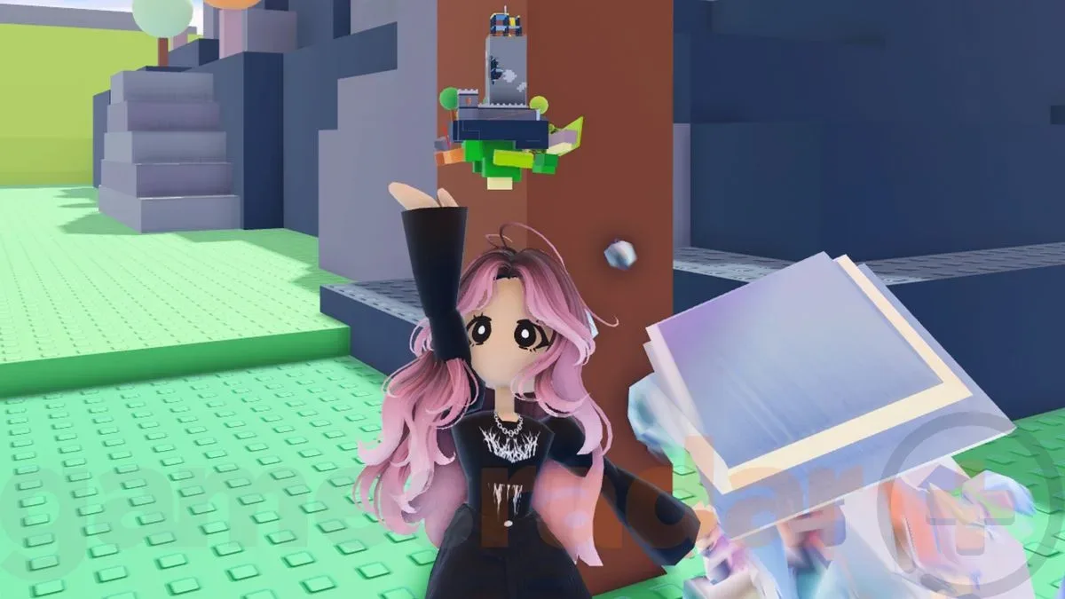 A player holds a reward in the air in Roblox the Hunt 20
