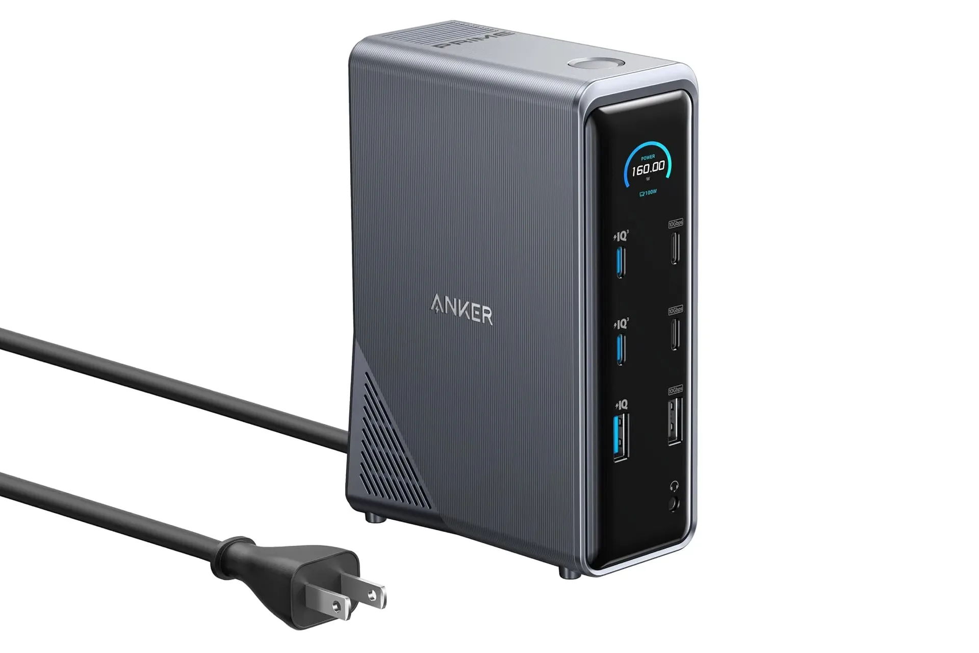Anker Prime Docking Station showing front USB-C and USB-A charging and data ports