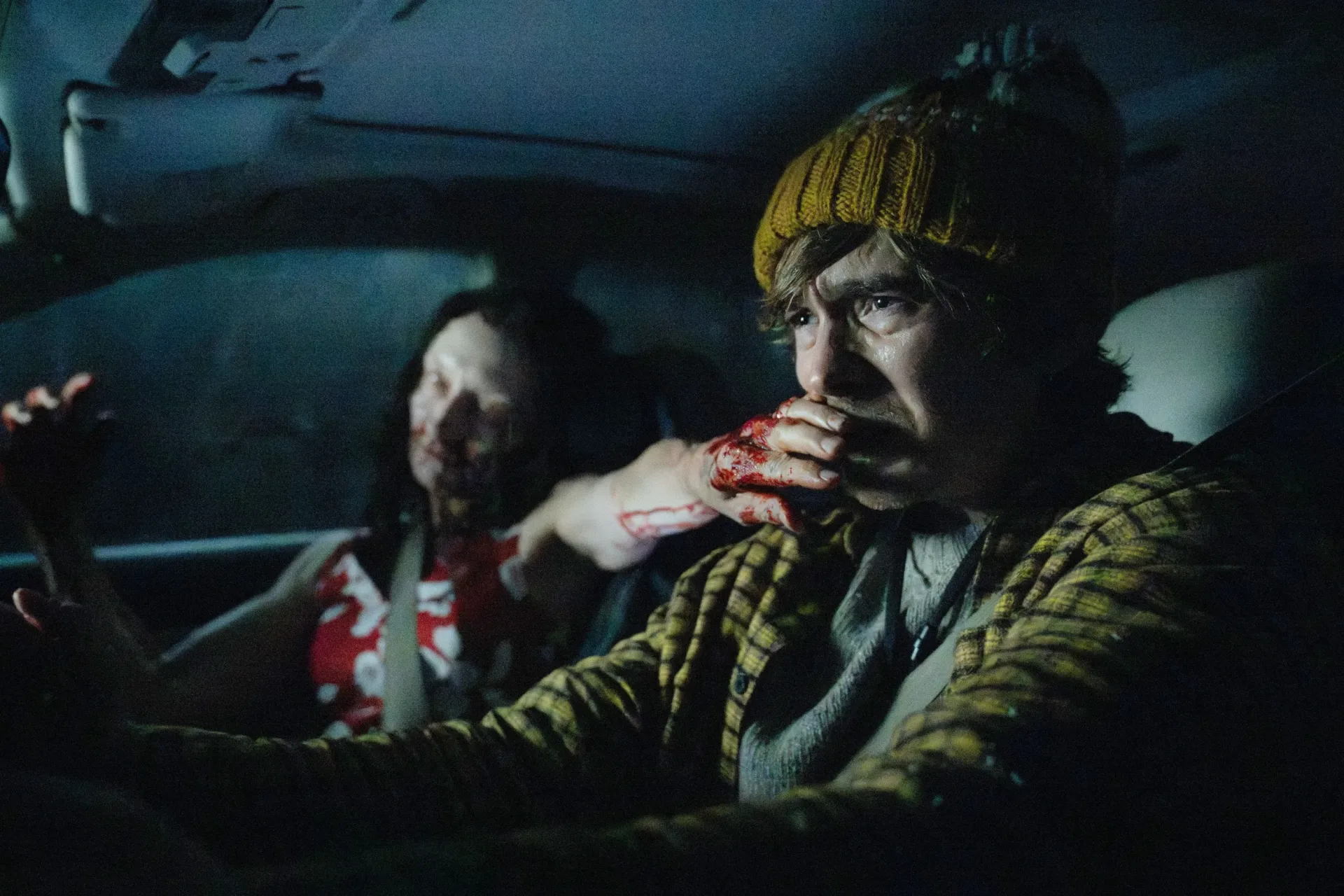 Austin Abrams as a medical courier in Zach Cregger’s Resident Evil