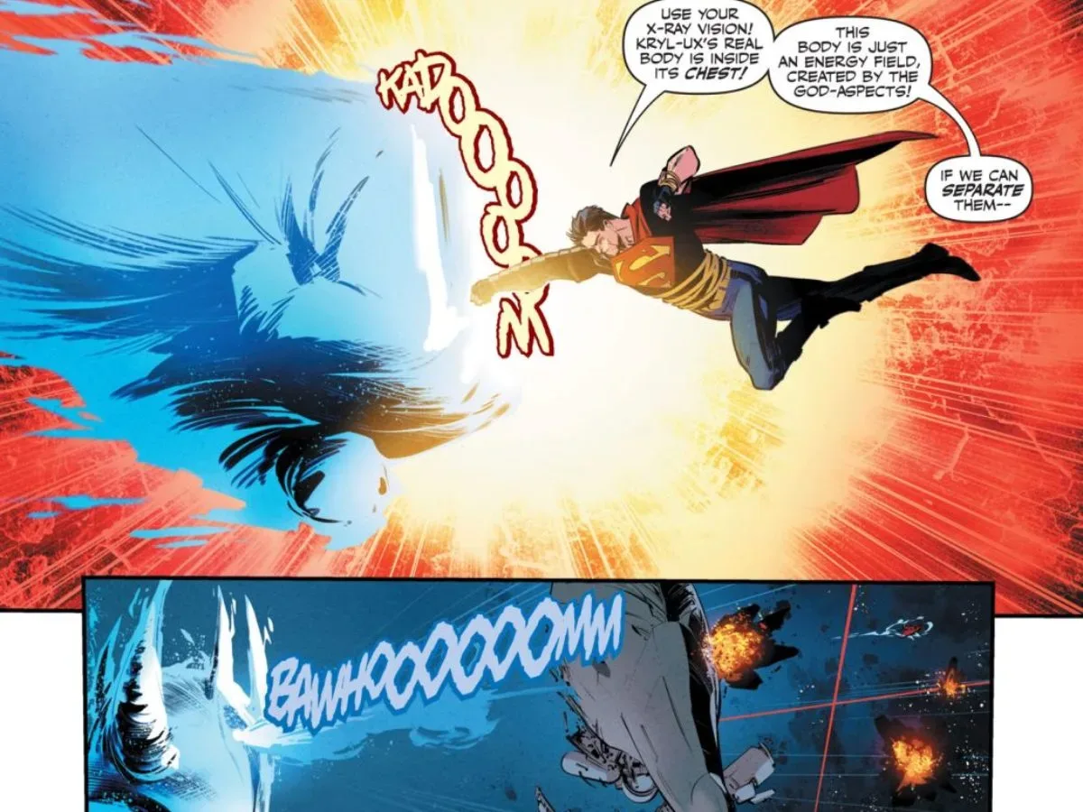 Kara confronts Kryl-Ux’s God-Aspect energy form in Adventures of Superman: Book of El #12