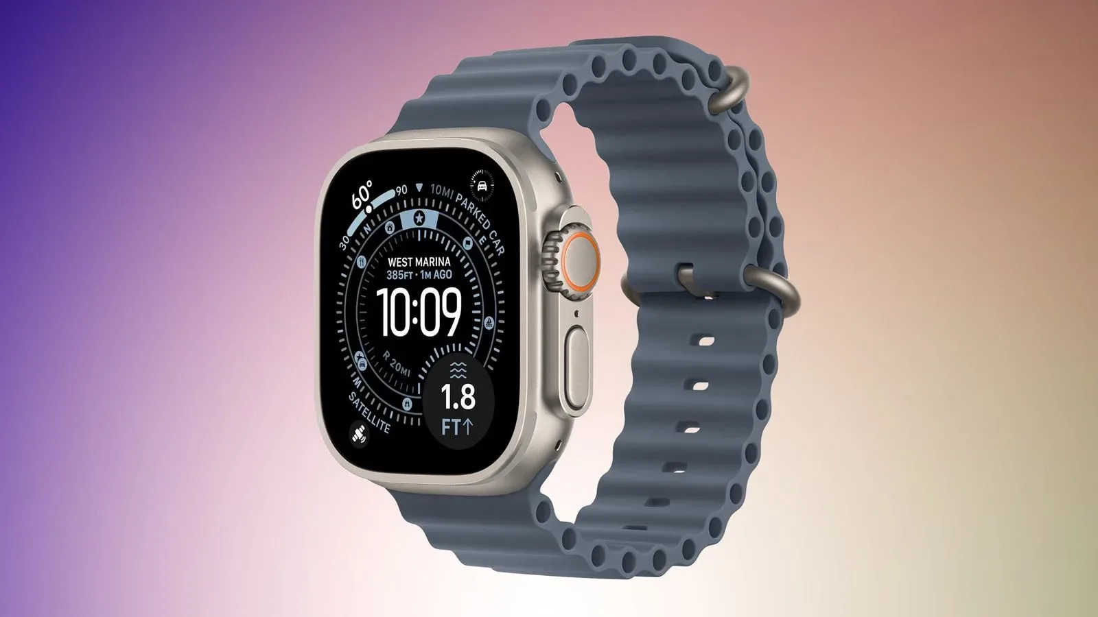 Apple Watch Ultra 3 in Natural finish with Anchor Blue Ocean Band