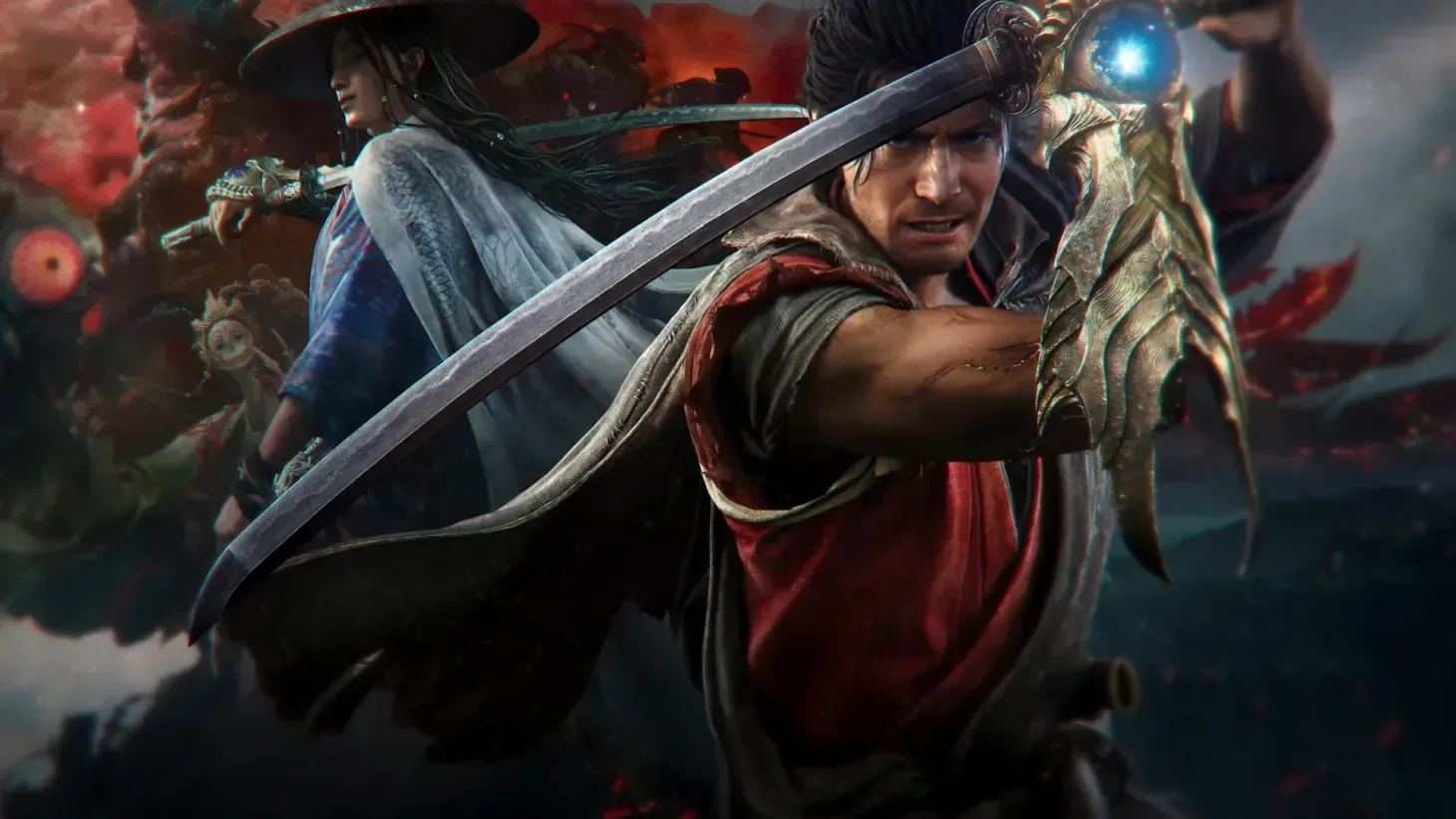 Miyamoto Musashi battles a Genma demon in Onimusha: Way of the Sword