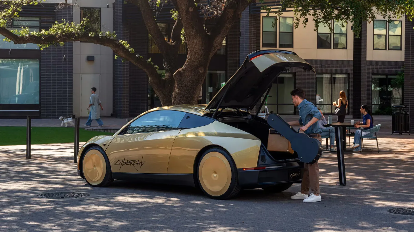 Tesla Cybercab robotaxi with its two-passenger autonomous cabin