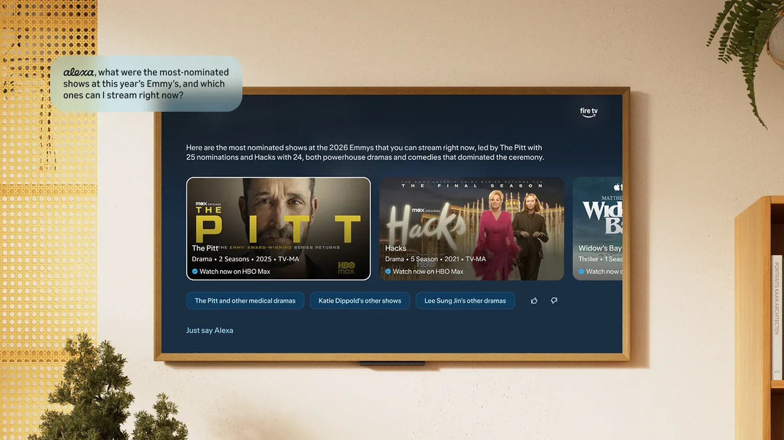 Fire TV interface showing Alexa+ entertainment recommendations