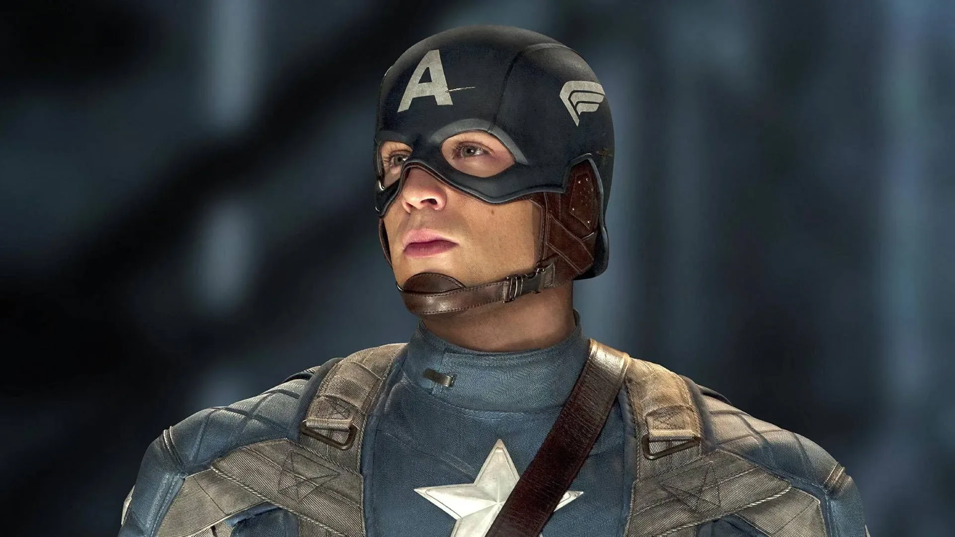 Chris Evans suits up as Steve Rogers in Captain America: The First Avenger