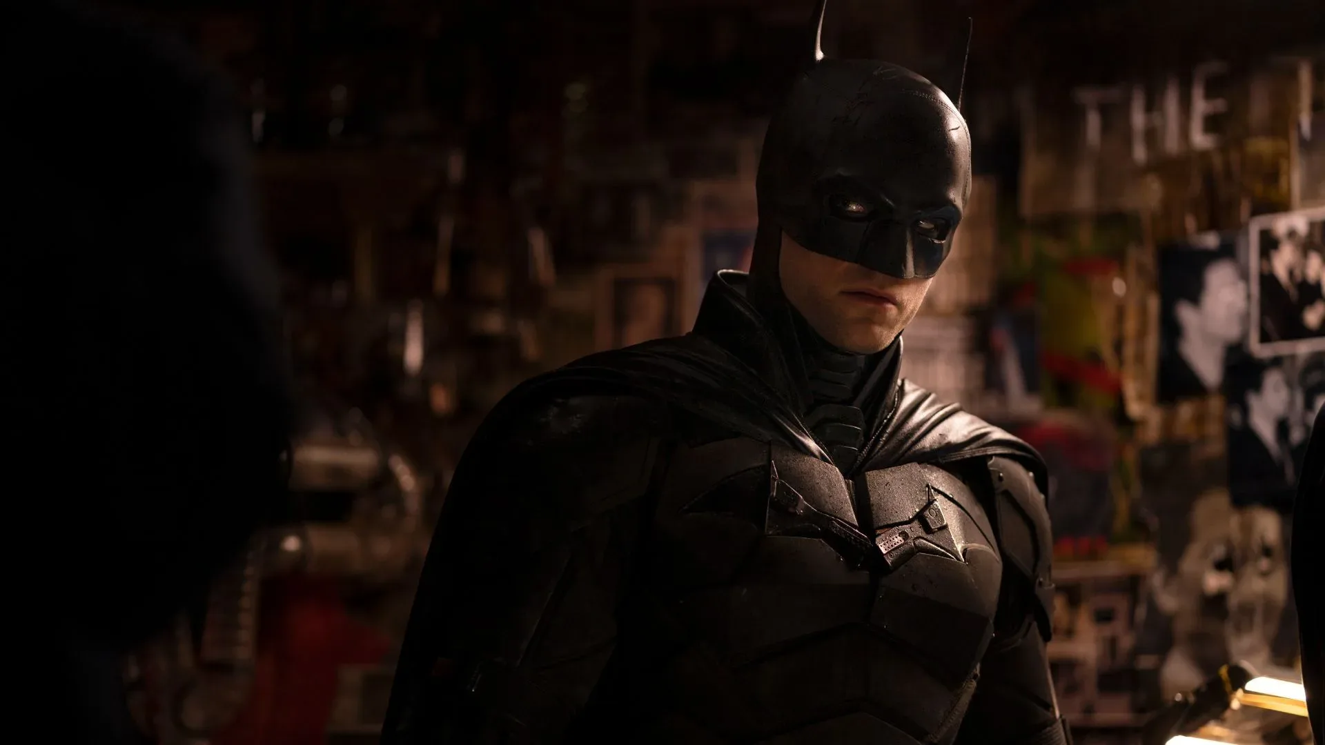 Robert Pattinson as Batman in a dark Gotham setting