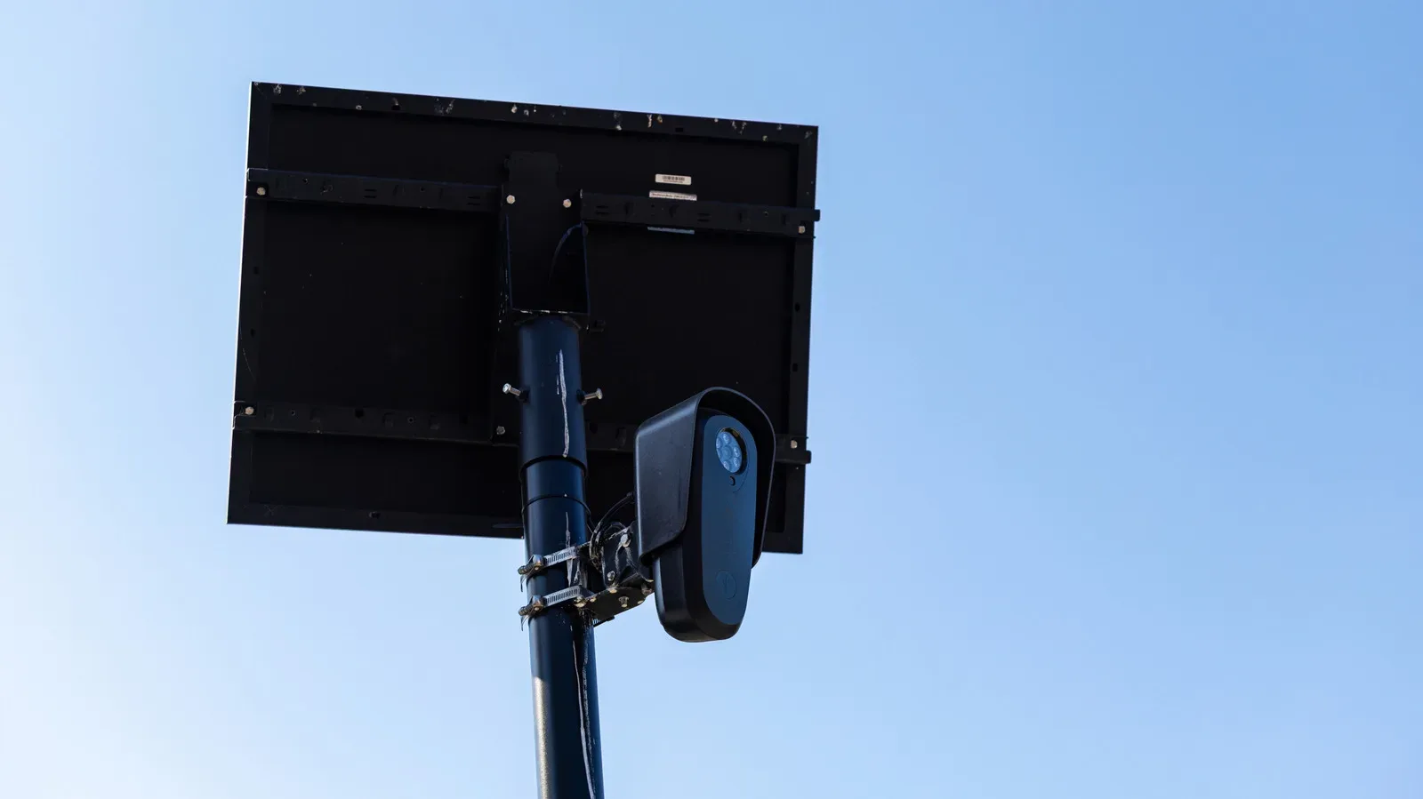 Automatic license plate reader camera mounted beside a Florida state roadway