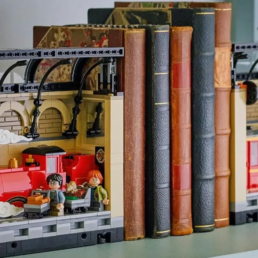 LEGO Harry Potter Hogwarts Express Book Nook displayed between books