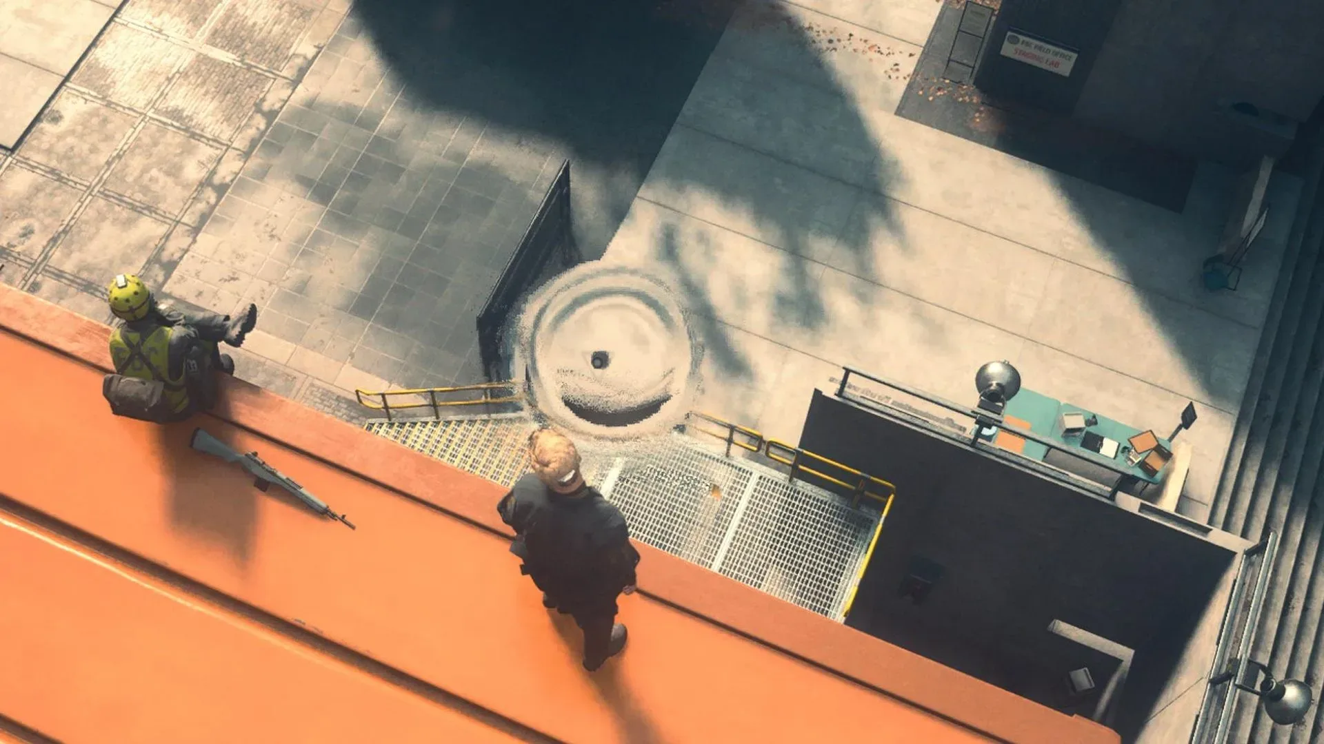 A spherical distortion at the edge of a rooftop in Control Resonant