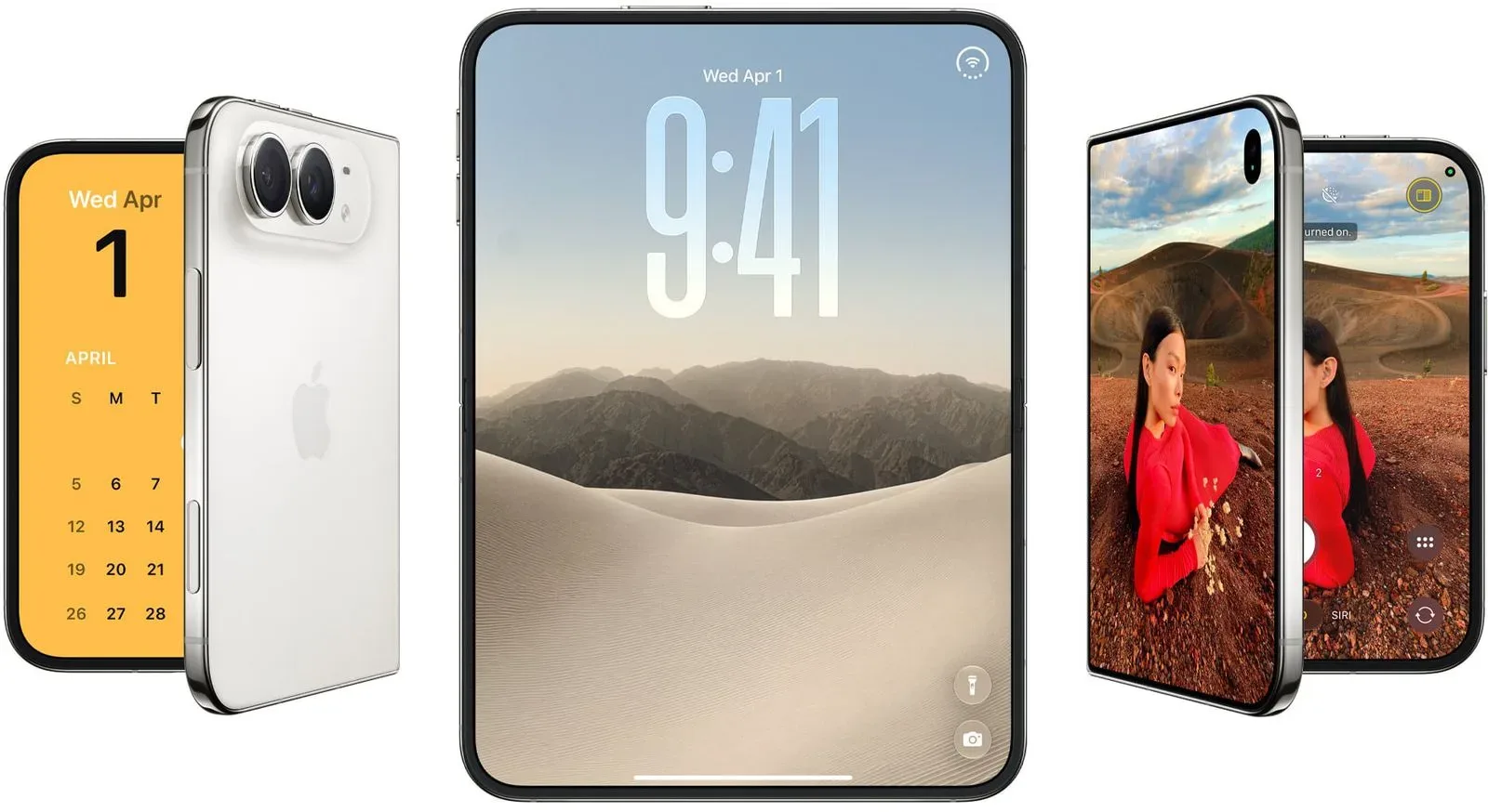 iPhone Duo foldable phone shown with a magnetic wireless charger