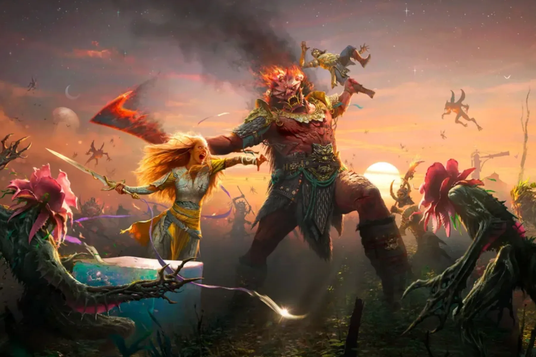 Faye in God of War Laufey wielding an enchanted bow with a shifting serpent form