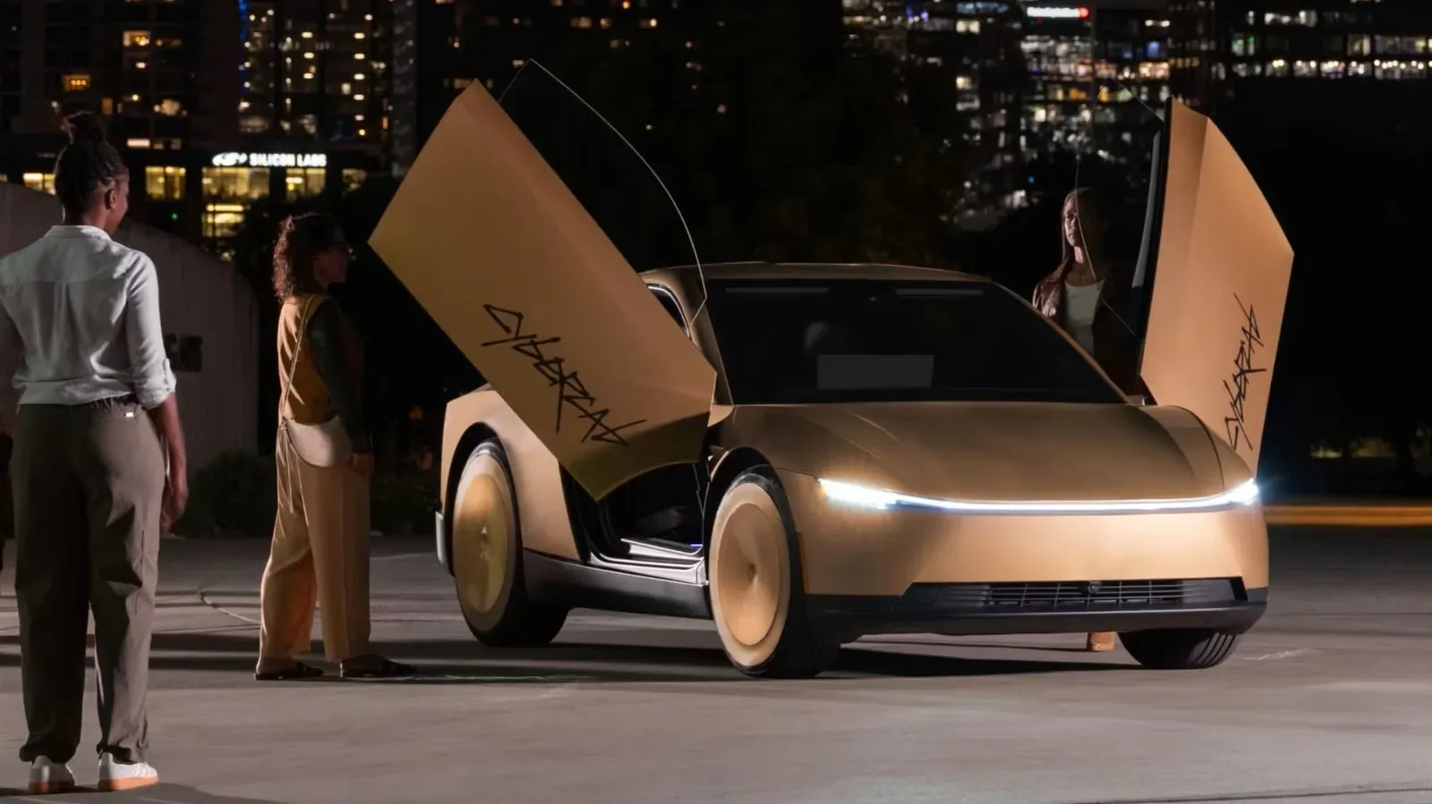 Tesla Cybercab robotaxi operating on an Austin street