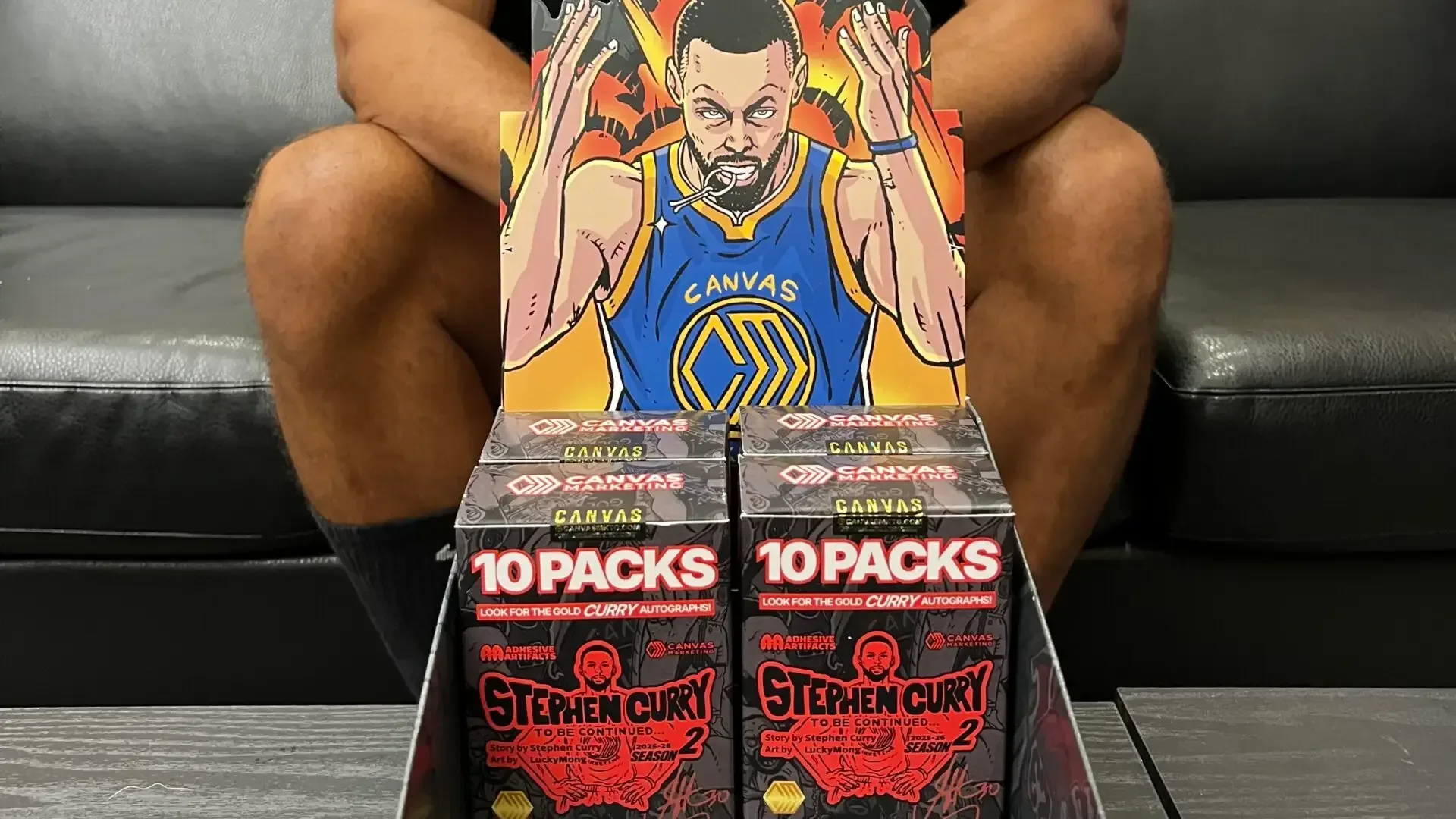 Illustrated Stephen Curry Canvas Marketing trading card inspired by a specific Warriors game