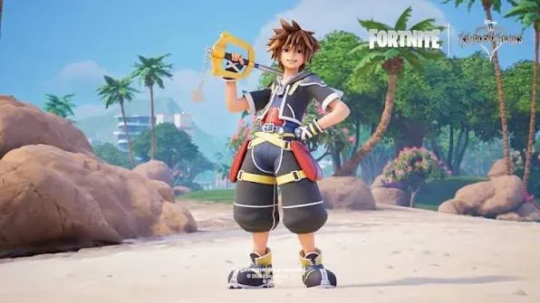 Fortnite’s Sora character skin holding a Keyblade