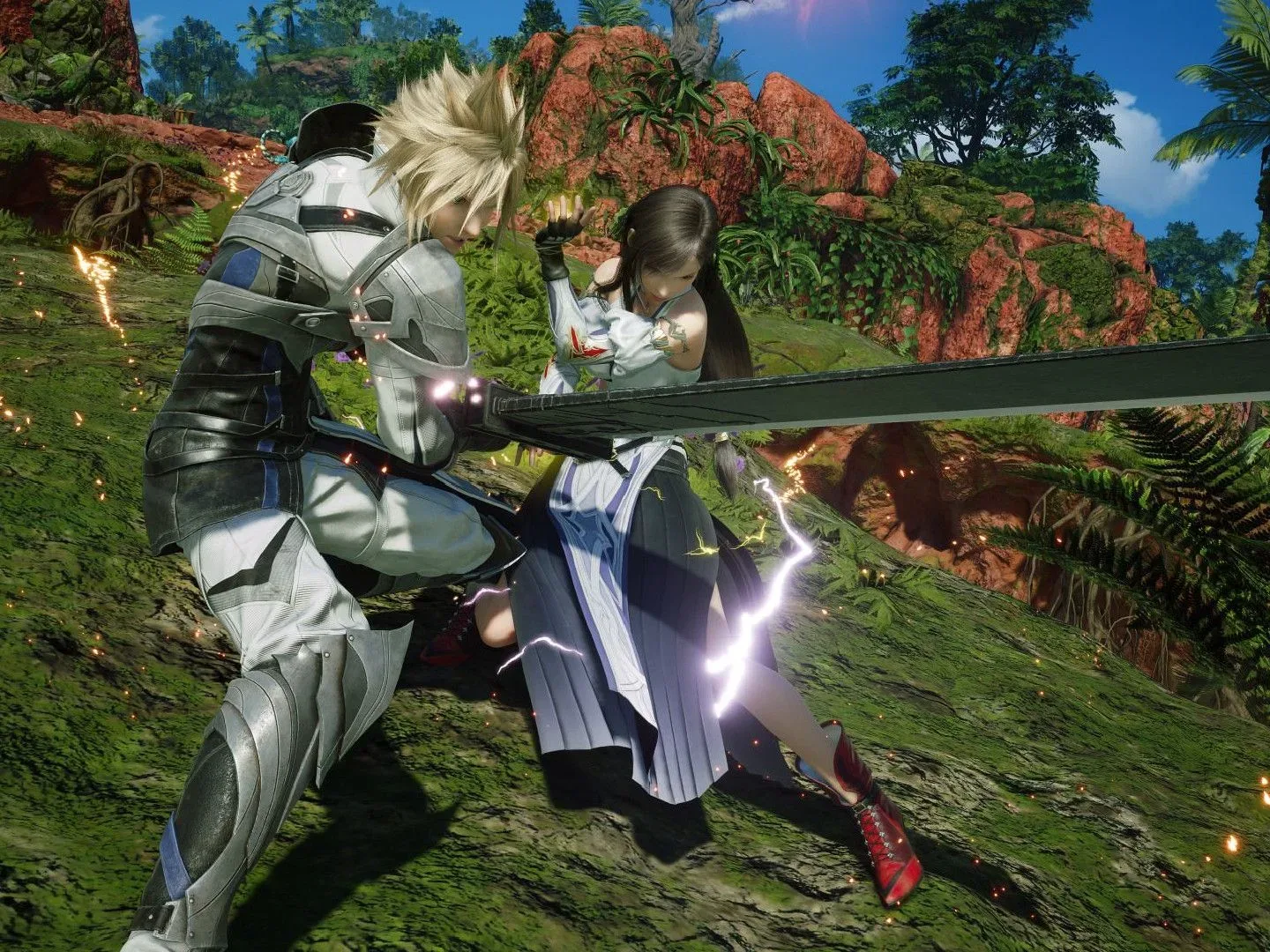 Cloud and Tifa prepare for battle in Final Fantasy 7 Revelation