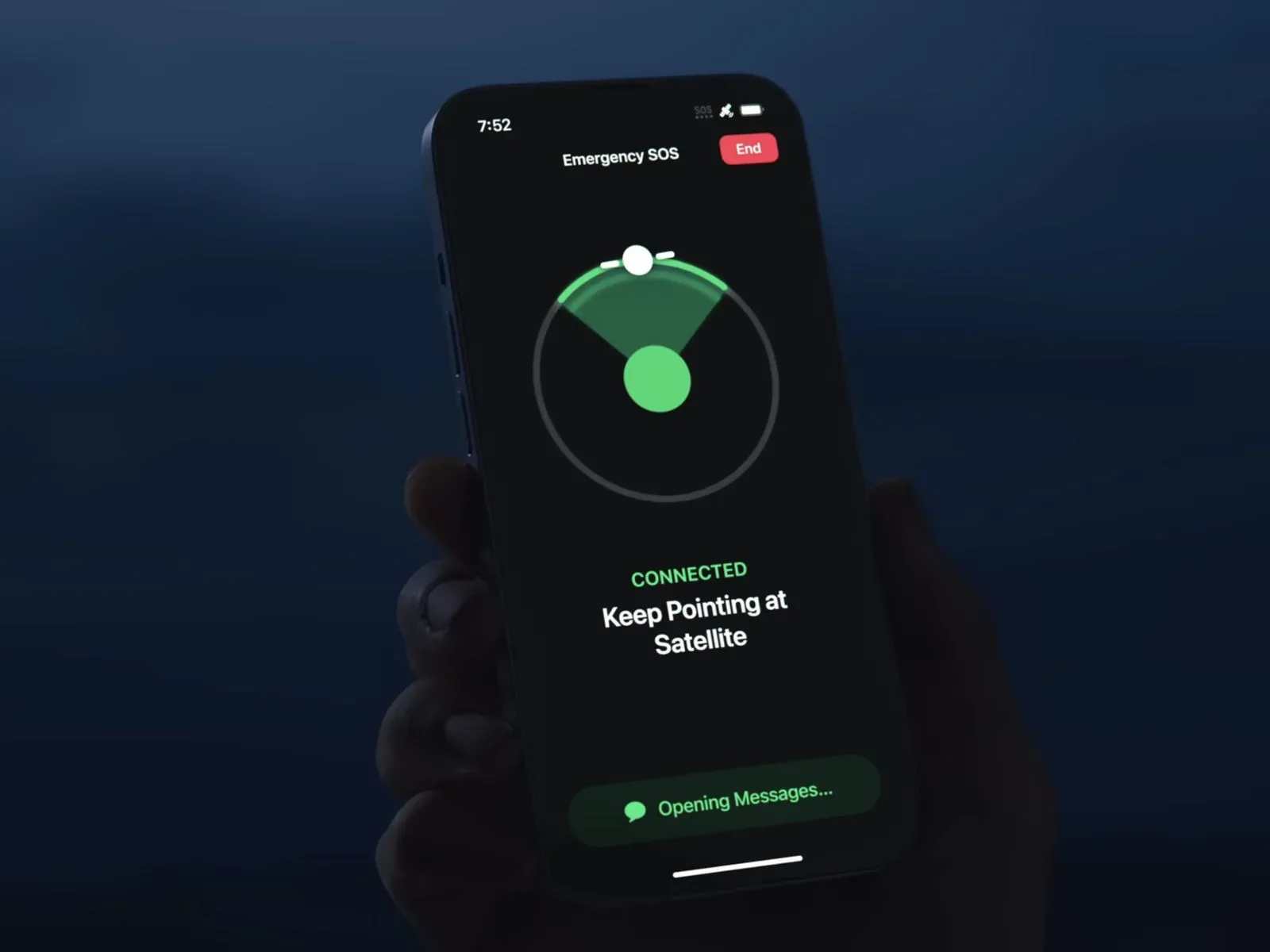 A driver using an iPhone in a remote area with no cellular signal