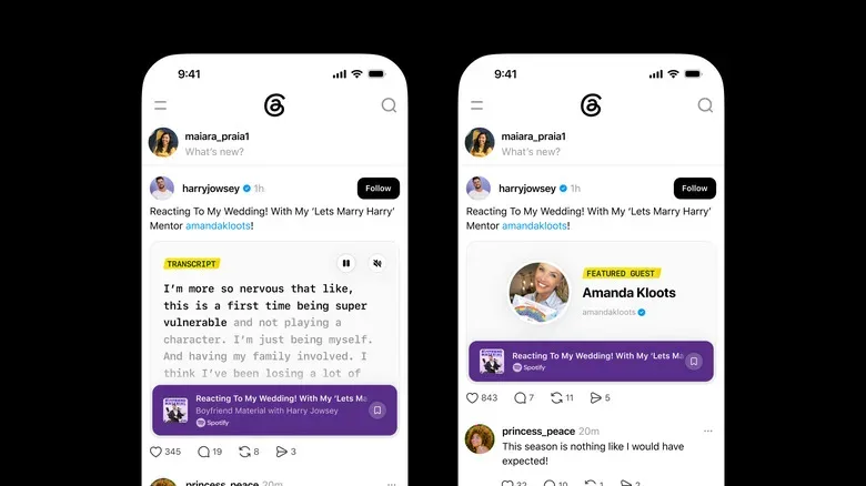 Podcast analytics interface showing episode clicks and saves from Threads