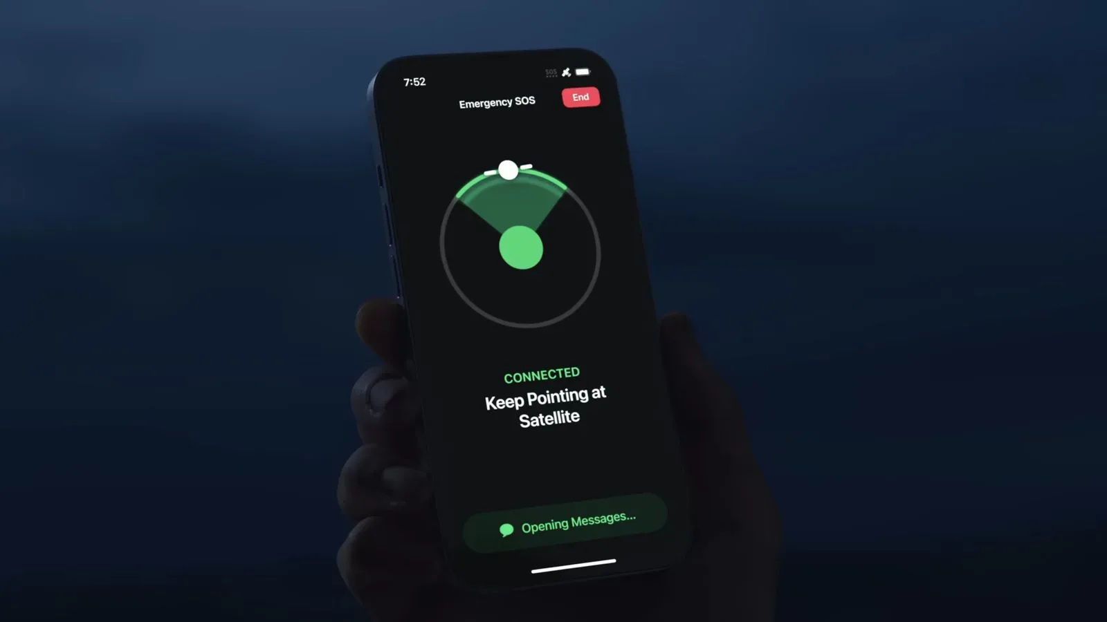 Satellite communication options on an eligible iPhone