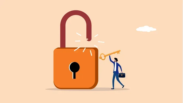 A hardware security key, smartphone authenticator app, and laptop login screen