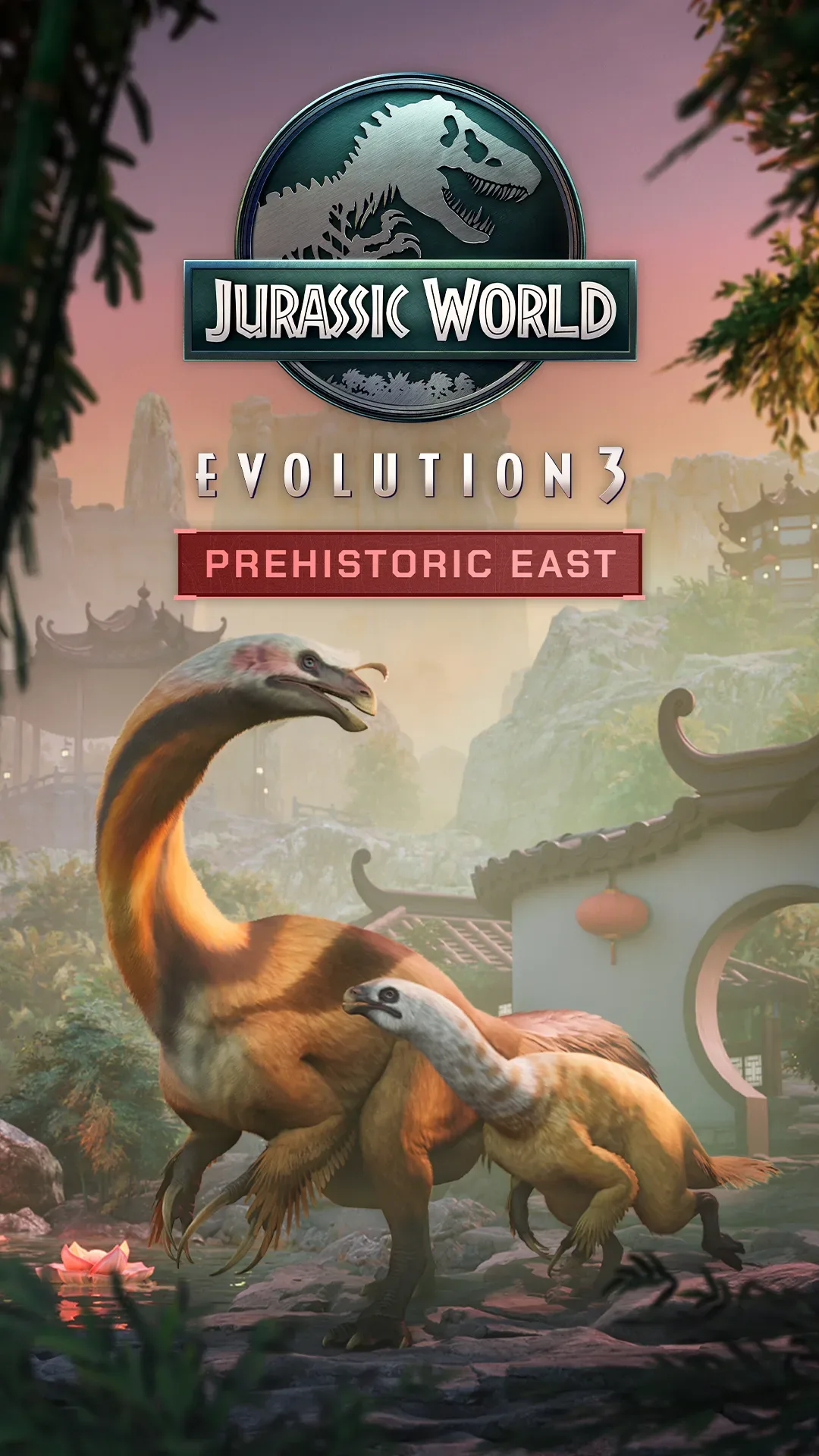 Jurassic World Evolution 3 Prehistoric East dinosaur exhibit with East-Asia-inspired scenery