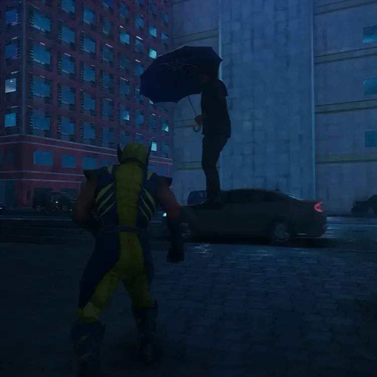 Marvel’s Wolverine out-of-bounds area with unfinished-looking terrain beyond the mission boundary